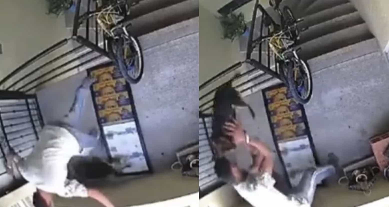 En el video se observa al hombre agrediendo a patadas en diversas ocasiones a la perrita, quien de acuerdo con usuarios de redes sociales, murió debido a la caída.