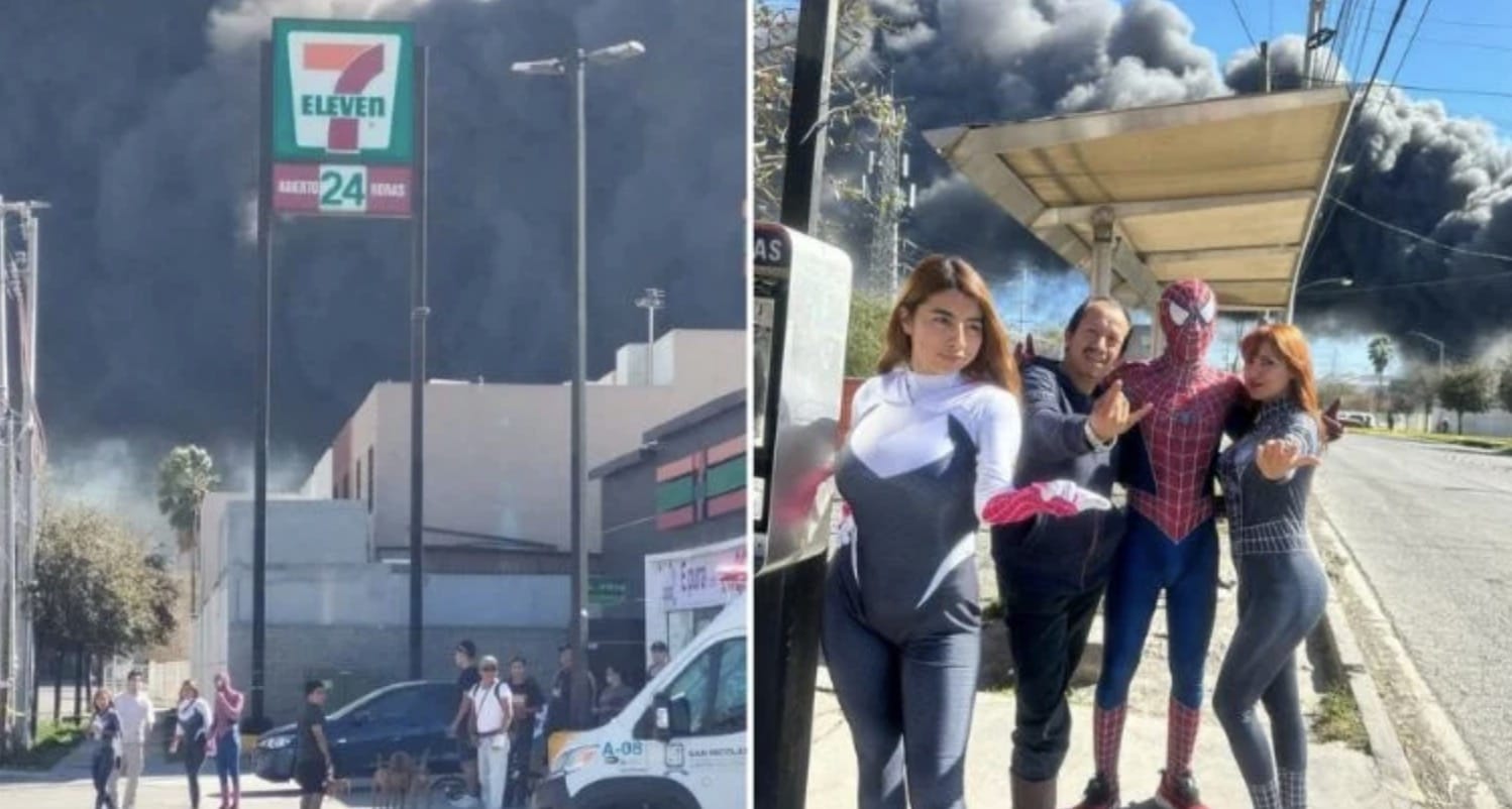 El joven estuvo cerca de donde sucedió el incendio y se tomó fotos con los vecinos.