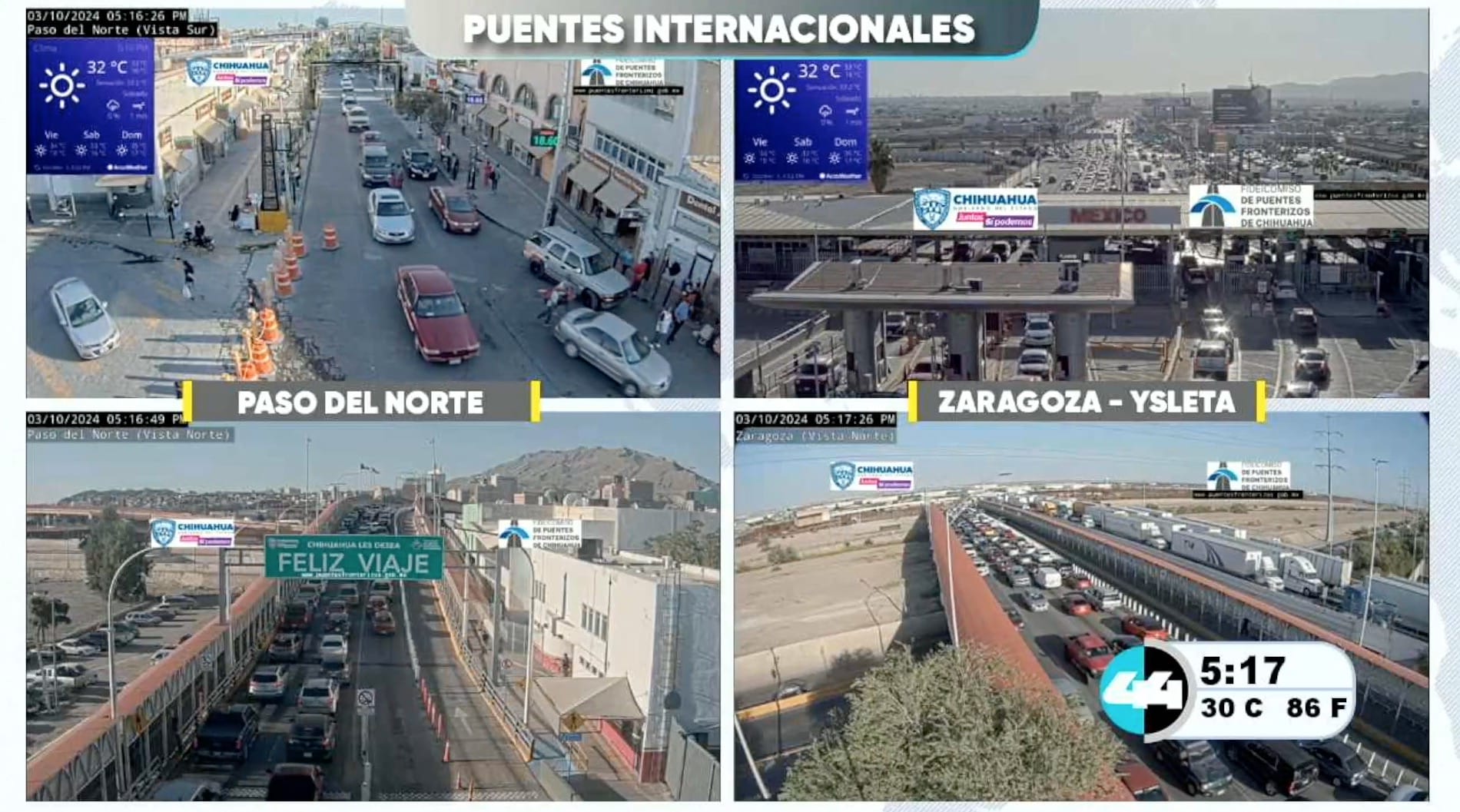 Puntes Internacionales Paso del Norte Santa Fé – Zaragoza YSLETA 3 de Octubre 2024
