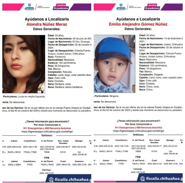 Desaparece una madre y su hijo de 2 años