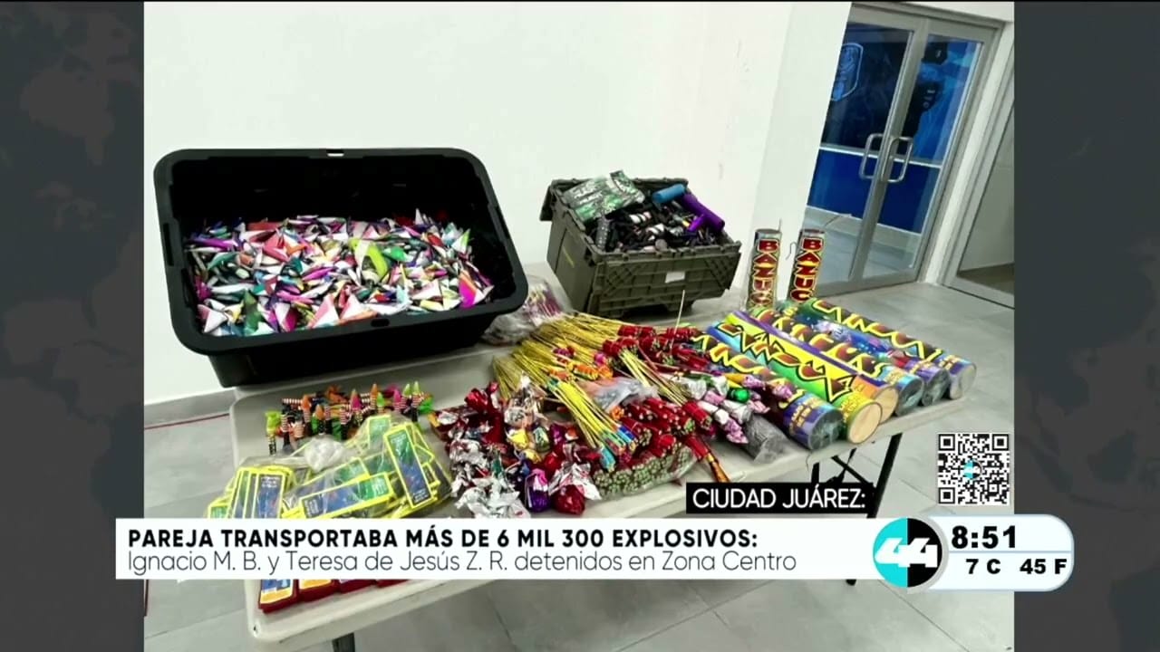 Pareja transportaba más de 6 mil 300 explosivos
